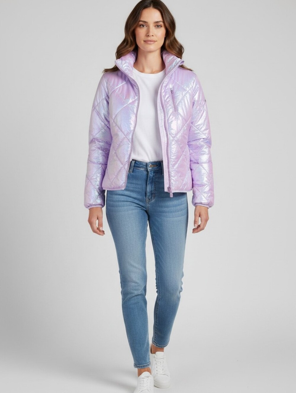 Peach Love Iridescent Lavender Quilted Puffer Jacket - Women's Sz. M. New